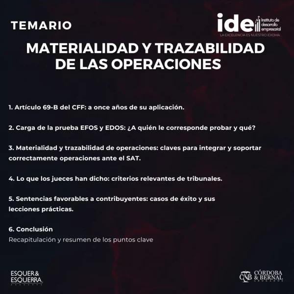 MATERIALIDAD Y TRAZABILIDAD   DE LAS OPERACIONES